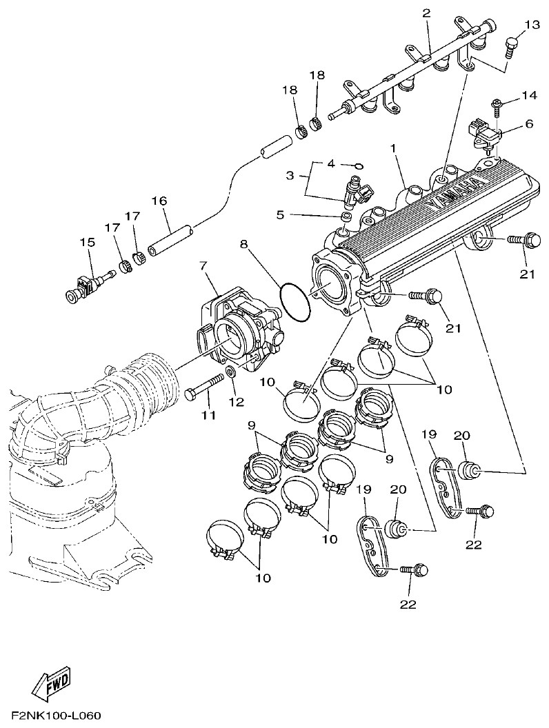 Yamaha F2NN INTAKE 2 parts diagram